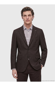 Ramsey Kahverengi Regular Fit İpek Karışımlı Ceket