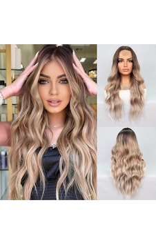 Kumral Platin Ombre Balköpüğü Röfleli Tül Peruk Çok Renkli