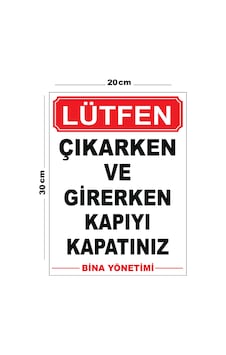 Metal Çıkarken Ve Girerken Kapıyı Kapatınız Bina Yönetimi 20cm X 30cm A4 Büyüklüğünde Uyarı Levhası Metal Çıkarken Ve Girerken Kapıyı Kapatınız Bina Yönetimi 20cm X 30cm A4 Büyüklüğünde Uyarı Levhası