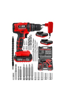 Böhrer Bh580x3 Böhr 58v 5 Ah Pro Hummer Red Çift Akülü Yüksek Torq +24 Vidalama Şarjlı Matkap Set Böhrer Bh580x3 Böhr 58v 5 Ah Pro Hummer Red Çift Akülü Yüksek Torq +24 Vidalama Şarjlı Matkap Set