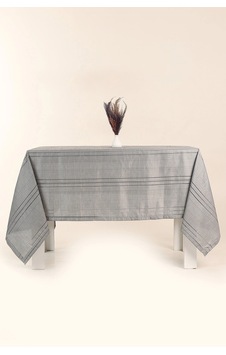 Çizgili Masa Örtüsü 160x220 - Gri Çok Renkli