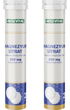 Aksu Vital Magnezyum Sitrat 200 MG 20 Efervesan Tablet x 2 Adet Aksu Vital Magnezyum Sitrat 200 MG 20 Efervesan Tablet x 2 Adet