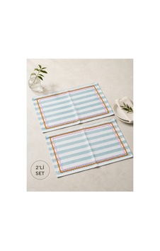 Mavi Çizgili Pembe - Turuncu Biyeli Amerikan Servisi 2'li Set 33x44 Cm Sofra Ve Masa Düzeni Dekoru Mavi - 887012824 Mavi Mavi Çizgili Pembe - Turuncu Biyeli Amerikan Servisi 2'li Set 33x44 Cm Sofra Ve Masa Düzeni Dekoru Mavi - 887012824 Mavi