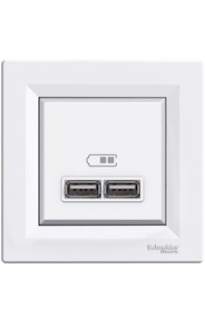 Schneider EPH2700221 Asfora Usb 21 A Priz Beyaz 2'li Schneider EPH2700221 Asfora Usb 21 A Priz Beyaz 2'li