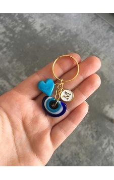 Murano Nazar Mavi Kalp Anahtarlık