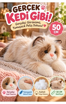 Krem Gerçek Kedi Görünümlü Pelüş Kedi 50 Cm Uzun Tüylü Yumuşacık Sarılmalık Dekoratif Oyuncak Kedi Krem Gerçek Kedi Görünümlü Pelüş Kedi 50 Cm Uzun Tüylü Yumuşacık Sarılmalık Dekoratif Oyuncak Kedi