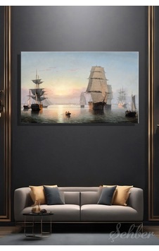 Fitz Henry Lane'in Ünlü "boston Harbor, Sunset" Adlı Tablosu Yatay Kanvas Tablo Tekli 3734 Çok Renkli Fitz Henry Lane'in Ünlü "boston Harbor, Sunset" Adlı Tablosu Yatay Kanvas Tablo Tekli 3734 Çok Renkli