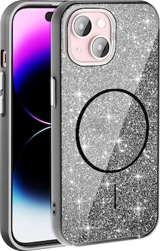 Apple Uyumlu iPhone 15 Kılıf Magsafe Şarj Özellikli Parlayan Simli Okso Kapak Siyah Apple Uyumlu iPhone 15 Kılıf Magsafe Şarj Özellikli Parlayan Simli Okso Kapak Siyah