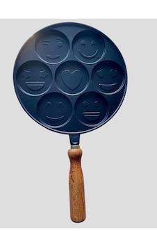 Granit Pankek Tava Gülenyüz Emojili Krep Tava 26 Cm Siyah