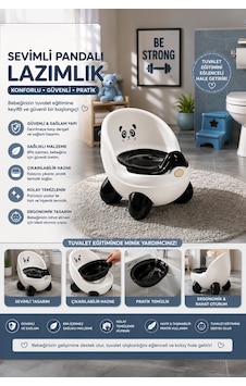 Violet Passion 0084 Panda Bebek Lazımlığı Beyaz Beyaz - Siyah