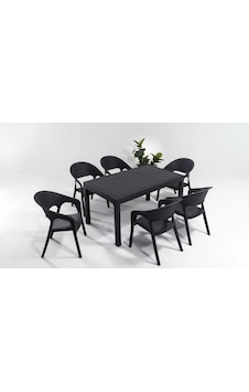 Garden 90x150 Dikdörtgen Masa Takımı 1 Masa + 6 Sandalye Antrasit Bahçe Balkon Teras Antrasit Garden 90x150 Dikdörtgen Masa Takımı 1 Masa + 6 Sandalye Antrasit Bahçe Balkon Teras Antrasit