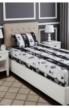 Northcity Lastikli Çarşaf Ve 1 Yastık Kılıfı - Siyah Beyaz - Taraftar - Tek Kişilik Beyaz - Antrasit Northcity Lastikli Çarşaf Ve 1 Yastık Kılıfı - Siyah Beyaz - Taraftar - Tek Kişilik Beyaz - Antrasit