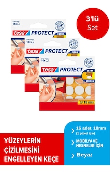 Zemin Koruyucu Daire Keçe 18mm 16adt Beyaz X 3 Paket Toplam 48 Keçe Beyaz