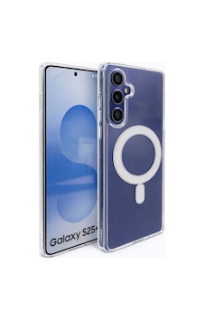 Samsung Galaxy S25 Plus Uyumlu Kamera Korumalı Magsafe Wireless Şarj Özellikli Lüks Şeffaf Silikon Telefon Kılıfı
