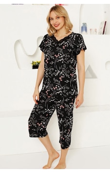 Alimer Kadın Siyah Dantelli V Yaka Bermuda Pijama Takım Edy2707s Siyah Alimer Kadın Siyah Dantelli V Yaka Bermuda Pijama Takım Edy2707s Siyah