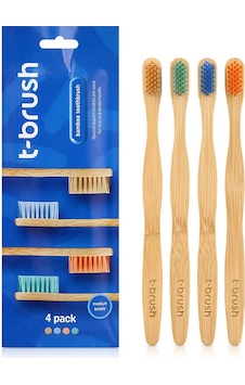 T Brush Bambu Diş Fırçası Orta Sert 4 Adet T Brush Bambu Diş Fırçası Orta Sert 4 Adet