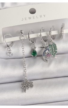 Pirinç Gümüş Renk Sallantı Zirkon Taşlı Ağaç Figür Çoklu Kadın Küpe Seti Çok Renkli 45438607 Pirinç Gümüş Renk Sallantı Zirkon Taşlı Ağaç Figür Çoklu Kadın Küpe Seti Çok Renkli 45438607
