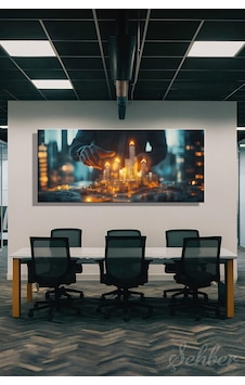 Panoramik Yatay Kanvas Tablo Tekli Emlak Ofisi İnşaat Gyo Mimarlık Modern Şehir Maketi 2036