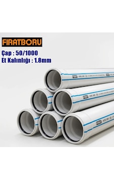Fırat 50/1000mm Pvc Atık Su Borusu, 1.8mm Et Kalınlığı, 1 Adet Fırat 50/1000mm Pvc Atık Su Borusu, 1.8mm Et Kalınlığı, 1 Adet