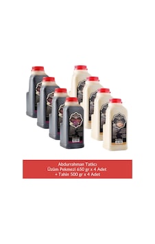 Abdurrahman Tatlıcı Üzüm Pekmezi 650 Gr X 4 Adet + Abdurrahman Tatlıcı Tahin 500 Gr X 4 Adet Abdurrahman Tatlıcı Üzüm Pekmezi 650 Gr X 4 Adet + Abdurrahman Tatlıcı Tahin 500 Gr X 4 Adet