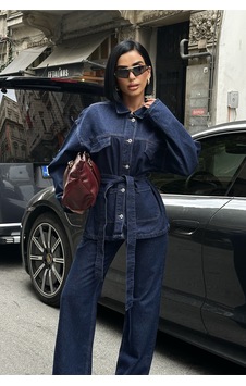 Meecy Koyu Lacivert Bağlamalı Denim Takım Oversize Ceket Ve Pantolon Lacivert Lacivert Meecy Koyu Lacivert Bağlamalı Denim Takım Oversize Ceket Ve Pantolon Lacivert Lacivert