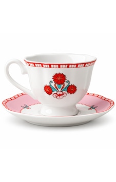 Pembe Floral Desenli 2 Kişilik Porselen Kahve Fincan Takımı 80ml. Çok Renkli Pembe Floral Desenli 2 Kişilik Porselen Kahve Fincan Takımı 80ml. Çok Renkli