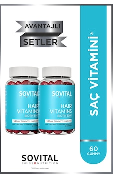 Hair Biotin 5000 Mcg Ahududu Aromalı Şekersiz Çiğnenebilir Saç Vitamini 60 Gummy X2 Adet