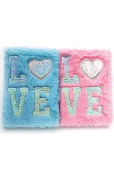 Love Tasarımlı Peluş Hatıra Defteri Çok Renkli
