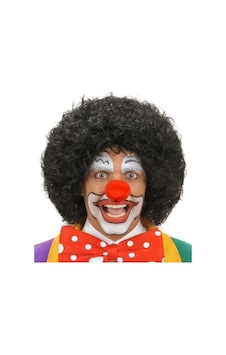 Siyah Renk Kıvırcık Afro Bonus Peruk Saç Ve Kırmızı Sünger Burun Seti Lisinya Siyah Renk Kıvırcık Afro Bonus Peruk Saç Ve Kırmızı Sünger Burun Seti Lisinya