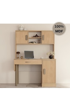 Karanfil Mdf Kitaplıklı Dolaplı Çalışma Masası Bej Karanfil Mdf Kitaplıklı Dolaplı Çalışma Masası Bej