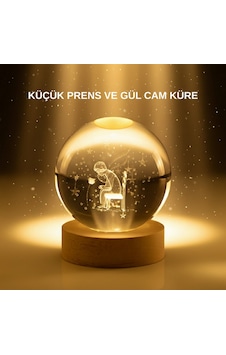 Küçük - 31 - Prens Cam Küre Usb Işıklı Ahşap Standlı - Csmo-tex - Büyük Boy 1 Adet Küçük - 31 - Prens Cam Küre Usb Işıklı Ahşap Standlı - Csmo-tex - Büyük Boy 1 Adet