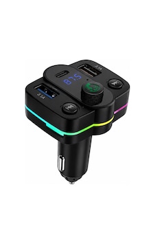 Bluetooth Fm Transmitter Araç Çakmaklıl Girişli Mp3 Çalar Type-c + Çift Usb Şarj Cihazı 5v 3.1a Siyah