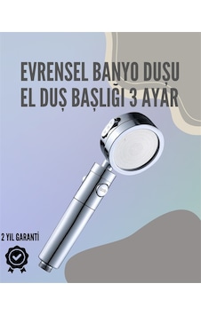 Paslanmaz Çelik Çok Fonksiyonlu El Duş Başlığı 3 Modlu Püskürtme Seçeneği Paslanmaz Çelik Çok Fonksiyonlu El Duş Başlığı 3 Modlu Püskürtme Seçeneği