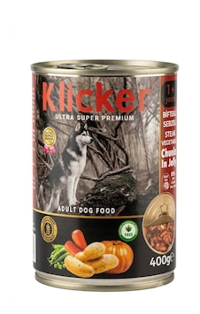 Klicker Biftekli Sebzeli Köpek Konserve 400 Gr