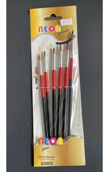 Neon Plus Artist Brushes Sanatçı Fırça Seti 6'lı - Resim Çizim Fırçaları