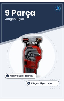 Düz Alyan Anahtar Seti Kısa 9 Parça Hırdavat Manuel El Aleti Mont Düz Alyan Anahtar Seti Kısa 9 Parça Hırdavat Manuel El Aleti Mont