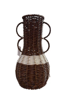 Doğaner Kulplu Kahverengi Rattan Vazo 12x26 Cm