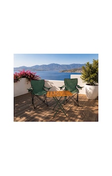 H-a Craft Piknik Seti Katlanabilir Kamp Sandalyeli Masa Seti 2+1 Yesil Yeşil