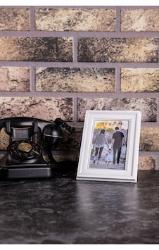 Beyaz Resim Fotoğraf Çerçevesi 10x15 Beyaz Gümüş İşlemeli Beyaz