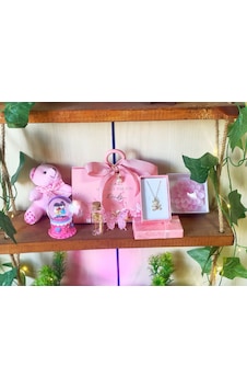 Pembe Romantik İyiki Varsın Hediye Seti Ayıcık+kolye+kar Küresi+mini Not Şişe Dekor Sevgiliye Özel -