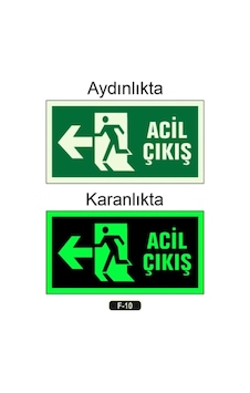 Fotolümen Fosforlu Acil Çıkış Sol Yön Levhası 10x30 Cm - 874367453 Fotolümen Fosforlu Acil Çıkış Sol Yön Levhası 10x30 Cm - 874367453
