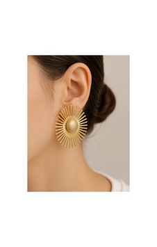 Gold Güneş Figürlü Küpe Vintage Küpe Altın Altın