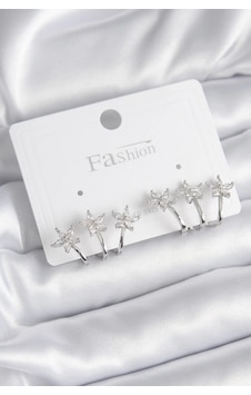 Pirinç Pirinç Gümüş Renk Zirkon Taşlı Çiçek Model Kadın Küpe Çok Renkli Pirinç Pirinç Gümüş Renk Zirkon Taşlı Çiçek Model Kadın Küpe Çok Renkli