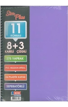Sımplus A4 8+3 275 Yp Plastik Kapak Ayraçlı Defter Eflatun Sımplus A4 8+3 275 Yp Plastik Kapak Ayraçlı Defter Eflatun