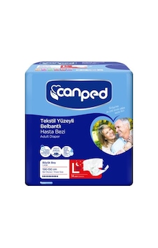 Canped Tekstil Yüzeyli Belbantlı Yetişkin Hasta Bezi Gece Büyük Boy L 14'Lü Canped Tekstil Yüzeyli Belbantlı Yetişkin Hasta Bezi Gece Büyük Boy L 14'Lü
