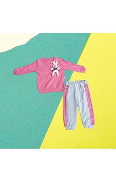 Karacon Baby Peluş Tavşan Kız Çocuk Takım Pembe