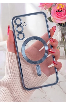 Fibaks Galaxy S26 Plus Uyumlu Kılıf Kamera Lens Koruma Camlı Magsafe Şarj Destekli Kenarı Mavi Şeritli Şeffaf Fibaks Galaxy S26 Plus Uyumlu Kılıf Kamera Lens Koruma Camlı Magsafe Şarj Destekli Kenarı Mavi Şeritli Şeffaf