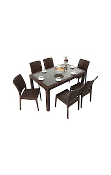 Depootoptan Mandella Elit Rattan 90 x 150 CM Elit Sandalye Camlı Masa Takımı Kahve Depootoptan Mandella Elit Rattan 90 x 150 CM Elit Sandalye Camlı Masa Takımı Kahve