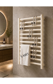 Teknor 5'li Havlupan Askısı Delmeden Takılan Banyo Havlu Askılığı 10x5 Cm Krom Teknor 5'li Havlupan Askısı Delmeden Takılan Banyo Havlu Askılığı 10x5 Cm Krom