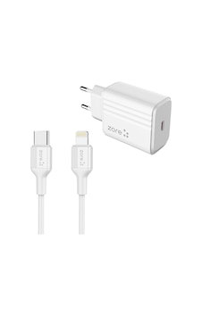 Zore Play Serisi Pl2 Type-c To Lightning 2in1 Pd Seyahat Şarj Aleti 20w - Beyaz